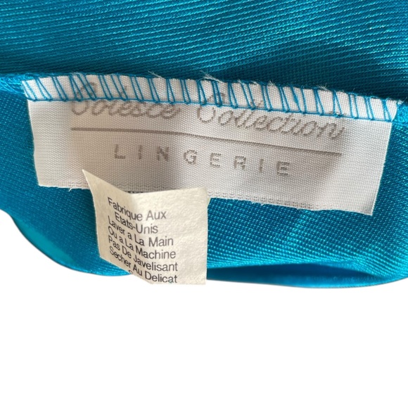 Colesce Collection Vintage 80s Blue Silky Floral Lace Maxi Evening Sleep Dress - Picture 5 of 6